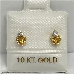 #4-10KT YELLOW GOLD CITRINE & CUBIC ZIRCONIA