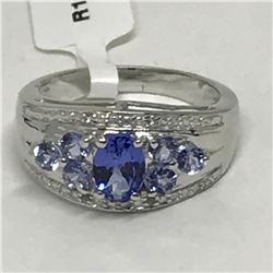 #5-STERLING SILVER TANZANITE & TOPAZ RING