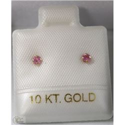 #6-10KT YELLOW GOLD PINK SAPPHIRE EARRINGS