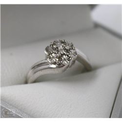 #12-STERLING SILVER 7 DIAMOND RING