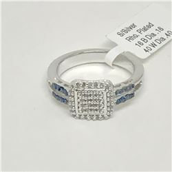 #27-STERLING SILVER BLUE DIAMOND AND WHITE