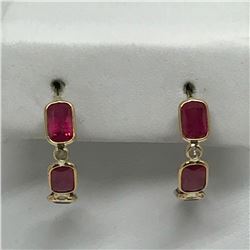 #38-14KT YELLOW GOLD RUBY & DIAMOND EARRINGS