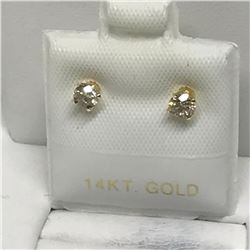 #41-14KT YELLOW GOLD BROWN DIAMOND EARRINGS