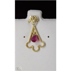 #42-14KT YELLOW GOLD RUBY & DIAMOND PENDANT