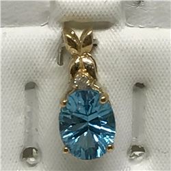 #43-14KT YELLOW GOLD BLUE TOPAZ AND