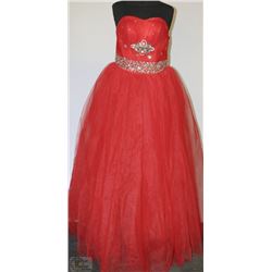 RED DRESS WITH GEMMED WAIST SIZE UNKNOWN