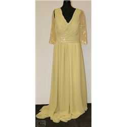 GOLD COLOURED GOWN WITH LACE SLEEVES