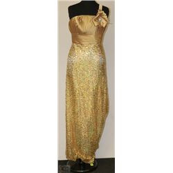 GOLD TONE SIZE XXL SEQUINED GOWN SINGLE STRAP