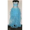 Image 1 : SIZE 12 STRAPLESS BLUE RUFFLED DRESS WITH