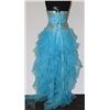 Image 2 : SIZE 12 STRAPLESS BLUE RUFFLED DRESS WITH