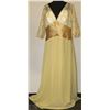 Image 1 : GOLD TONE 3/4 LACE SLEEVE PLUS SIZE GOWN