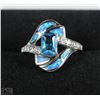 Image 1 : LADIES BLUE ON WHITE GOLD FILLED/PLATED RING SZ 7