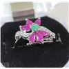 Image 1 : #39-NATURAL RED RUBY,EMERALD &CZ.925 SOLID SILVER