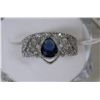 Image 1 : #46-BLUE SAPPHIRE,CZ .925 SOLID SILVER RING