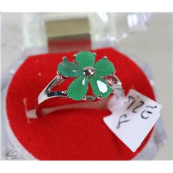 #49-GREEN EMERALD .925 SOLID SILVER RING