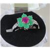 Image 1 : #41-NATURAL RUBY,EMERALD,CZ .925 SOLID SILVER RING