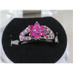 #31-NATURAL RED RUBY .925 SOLID SILVER RING