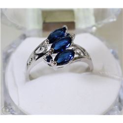 #43-BLUE SAPPHIRE .925 SOLID SILVER RING
