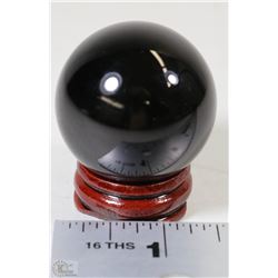 #29-NATURAL BLACK OBSIDIAN SPHERE CRYSTAL HEALING