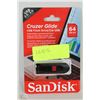 Image 1 : NEW SANDISK 64GB CRUZER GLIDE USB FLASH DRIVE