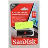 Image 1 : NEW SANDISK 64GB CRUZER GLIDE USB FLASH DRIVE
