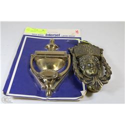 SOLID BRASS DOOR KNOCKERS SET OF 2 W/1 VINTAGE