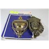 Image 1 : SOLID BRASS DOOR KNOCKERS SET OF 2 W/1 VINTAGE