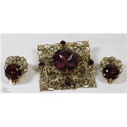 VINTAGE JOAN RIVERS MATCHING BROOCH/EARRINGS SET