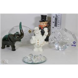 FLAT WITH ASSORTED CRYSTAL, LENOX SNOWMAN, GOEBEL