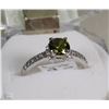 Image 1 : #57-NATURAL PERIDOT,CZ .925 SOLID SILVER RING
