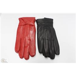 2 PACK OF LADIES LEATHER GLOVES SIZE MEDIUM