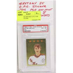 1985 WAYNE GRETZKY O.P.C FOIL STICKER IN CASE