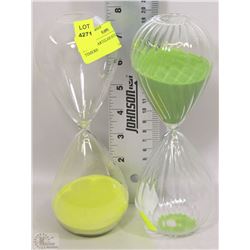 PAIR OF ARTGLASS HOURGLASS TIMERS