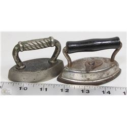 LOT OF 2 MINIATURE SALESMANS SAMPLE IRONS