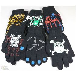 6 PACK OF GLOW IN THE DARK GLOVES