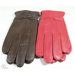 2 PAIRS OF LADIES LEATHER GLOVES SIZE LARGE