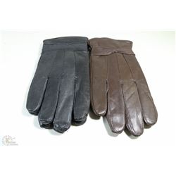 2 PAIRS OF LADIES LEATHER GLOVES SIZE LARGE