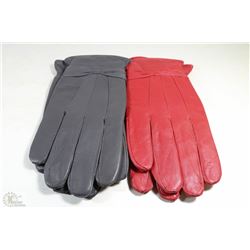 2 PAIRS OF LADIES LEATHER GLOVES SIZE LARGE