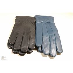 2 PAIRS OF LADIES LEATHER GLOVES SIZE LARGE