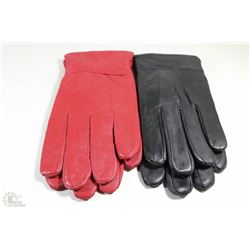2 PAIRS OF LADIES LEATHER GLOVES SIZE LARGE