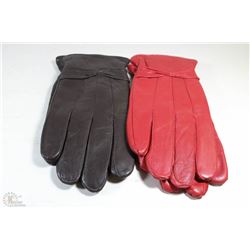 2 PAIRS OF LADIES LEATHER GLOVES SIZE LARGE
