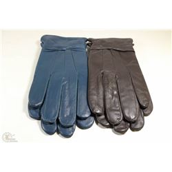 2 PAIRS OF LADIES LEATHER GLOVES SIZE LARGE