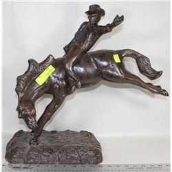 METAL COWBOY ON BUCKING HORSE