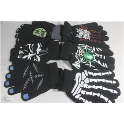 6 PACK OF GLOW IN THE DARK GLOVES