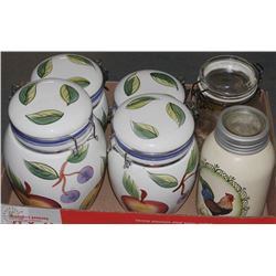 DISNEY MICKEY MOUSE  JAR & 4 HANDPAINTED CANISTER
