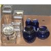 Image 1 : SET OF VINTAGE BLUE GLASS & CLEAR GLASS CANISTERS