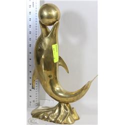 BRASS DOLPHIN WITH BALL IN MOUTH