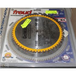 LOT OF SAW BLADES INCLUDING DEWALT 10" 60 TOOTH