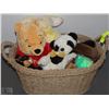 Image 1 : BASKET OF NEW STUFFED TOYS INCLUDING