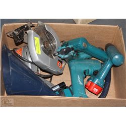 BOX WITH MAKITA DRILLS, CHARGER, OIL FUNNEL, BLACK